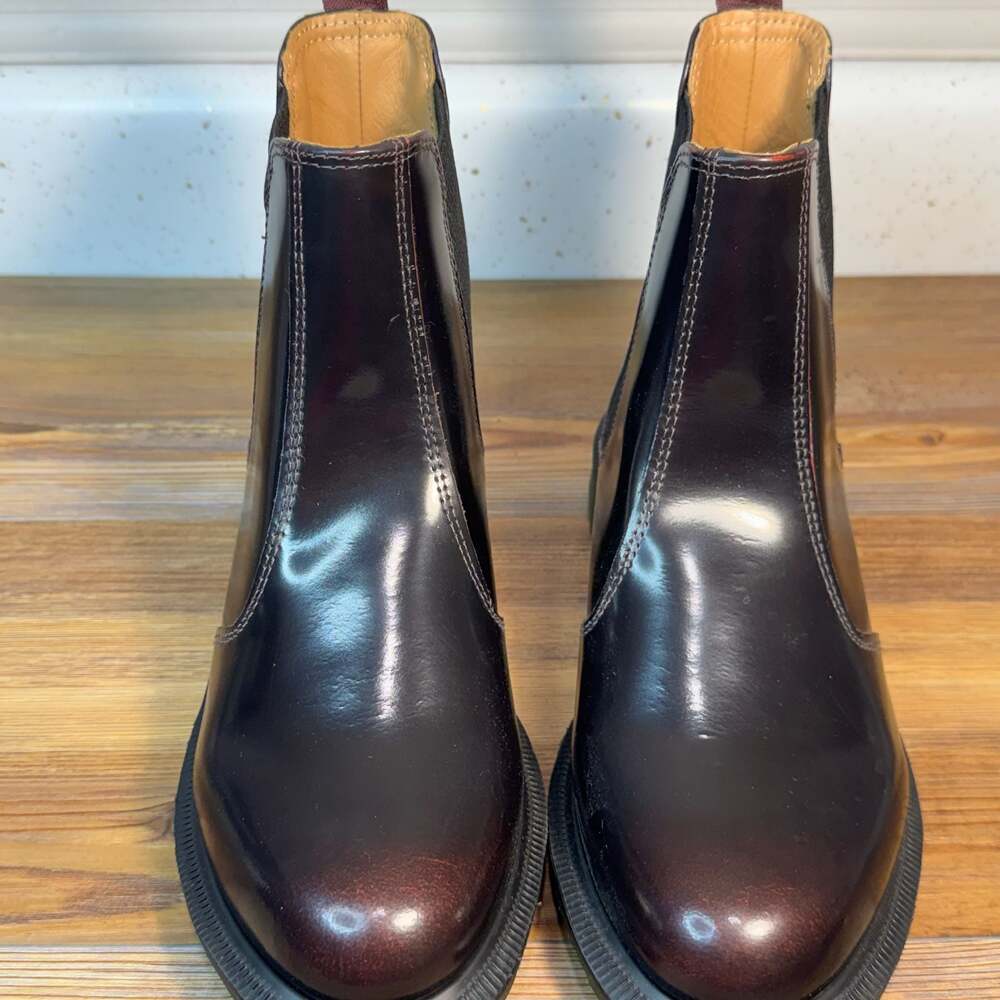 Dr. Martens Flora Chelsea Boots in Cherry Red Arcadia Leather Size 7 NWOT - Picture 3 of 11